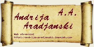 Andrija Arađanski vizit kartica